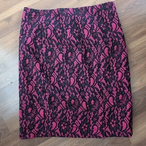 Elegant Black and Pink Lace Skirt